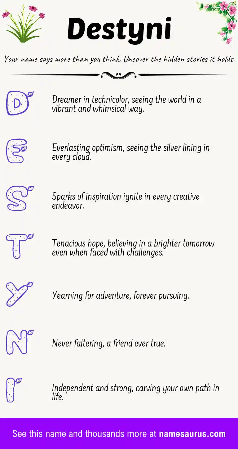 Acrostic poem about Destyni.