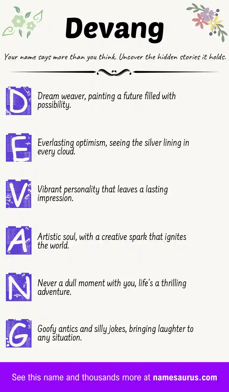 Acrostic poem about Devang.