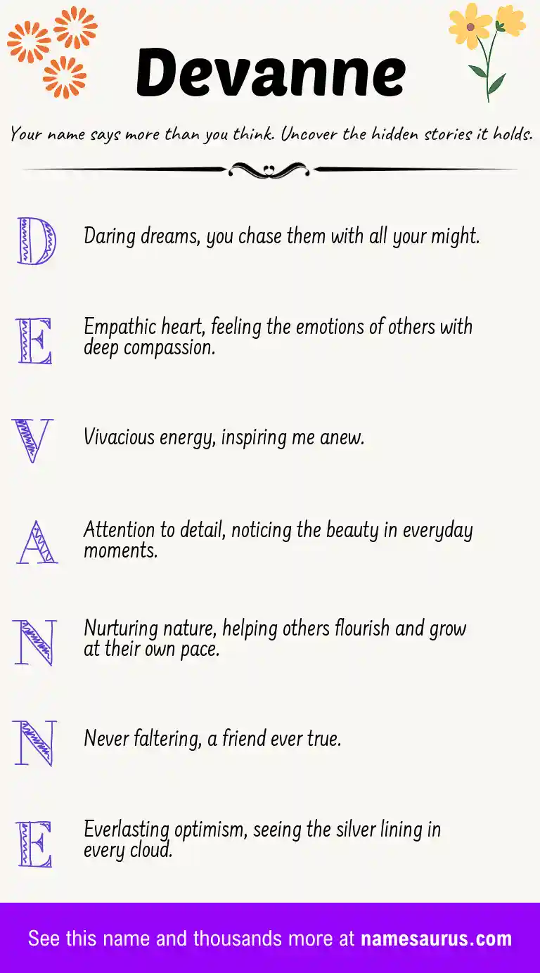 Acrostic poem about Devanne.