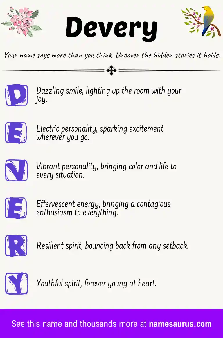 Acrostic poem about Devery.