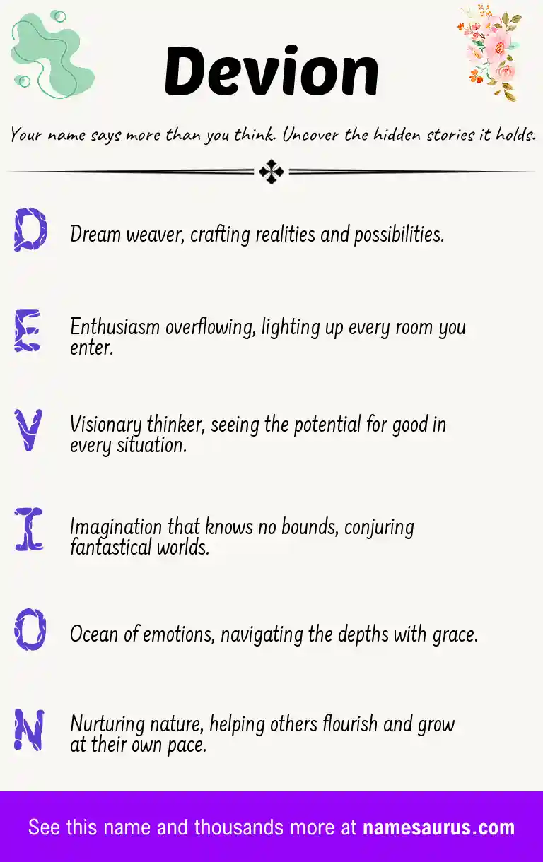 Acrostic poem about Devion.