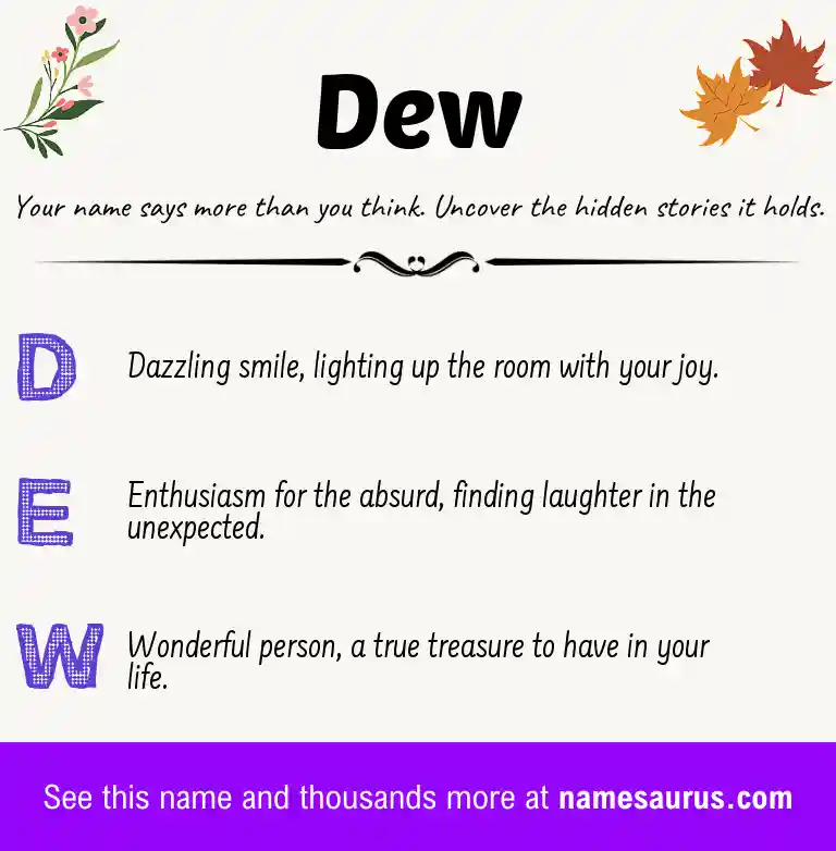 Acrostic poem about Dew.
