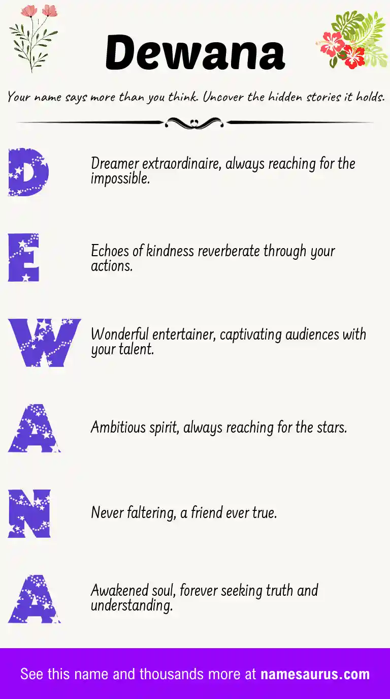 Acrostic poem about Dewana.