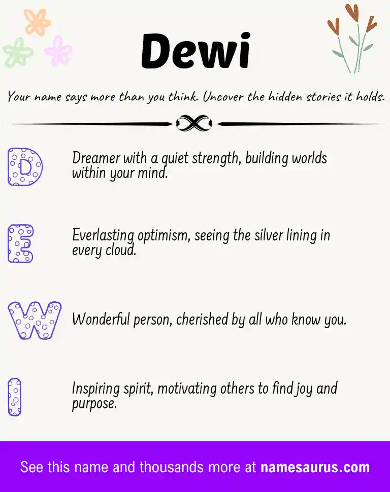 Acrostic poem about Dewi.