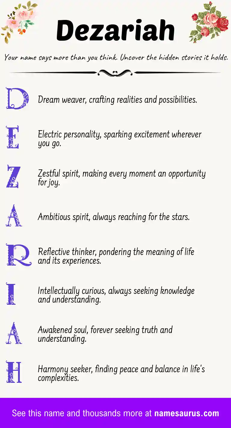 Acrostic poem about Dezariah.