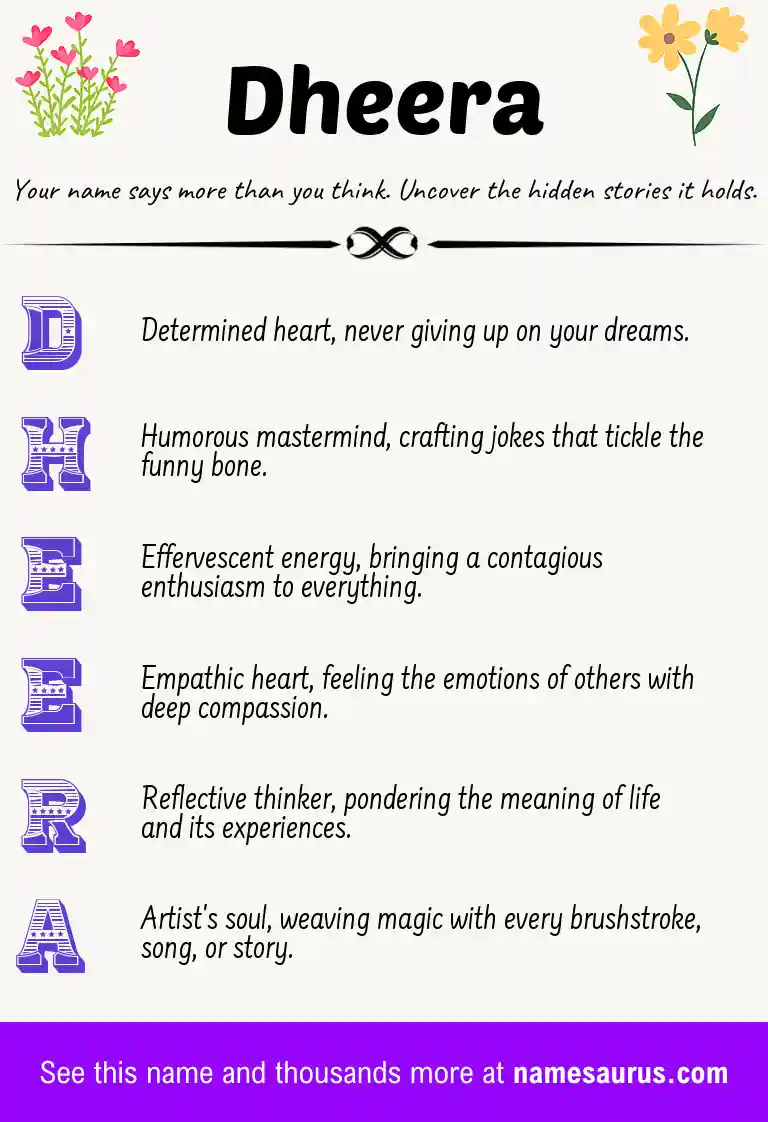 Acrostic poem about Dheera.