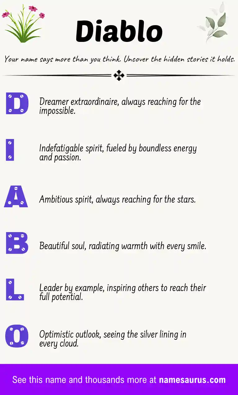 Acrostic poem about Diablo.