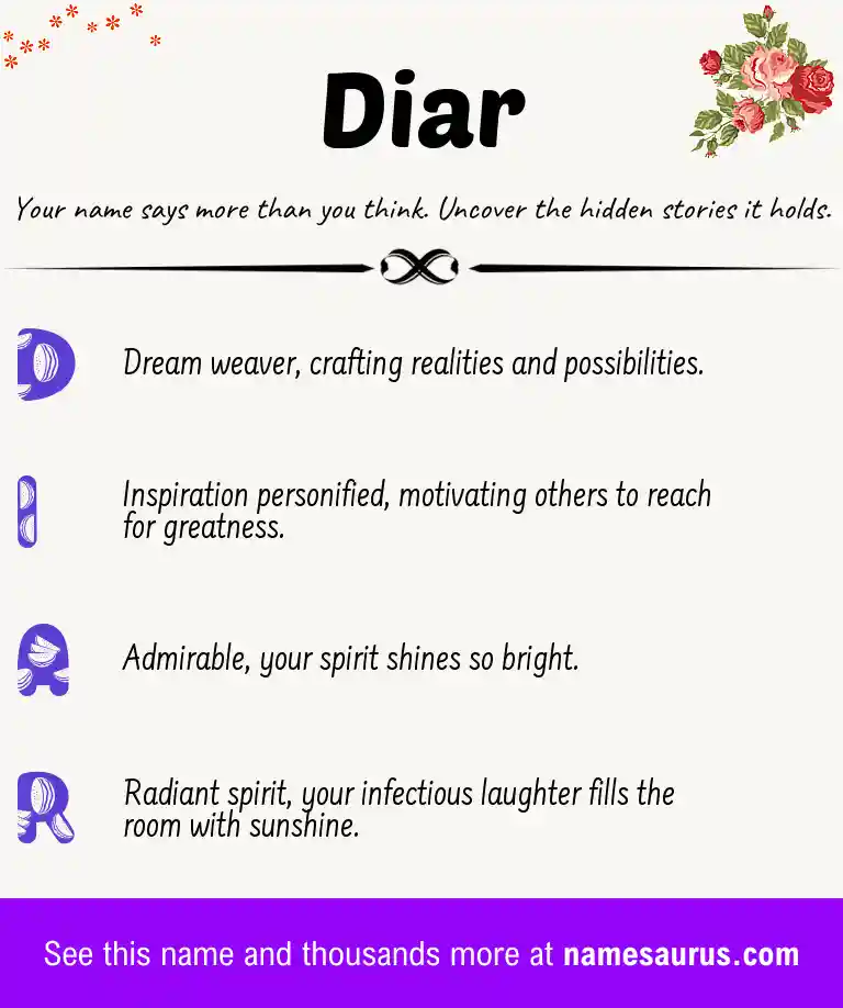Acrostic poem about Diar.