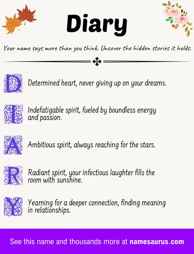 Acrostic poem about Diary.