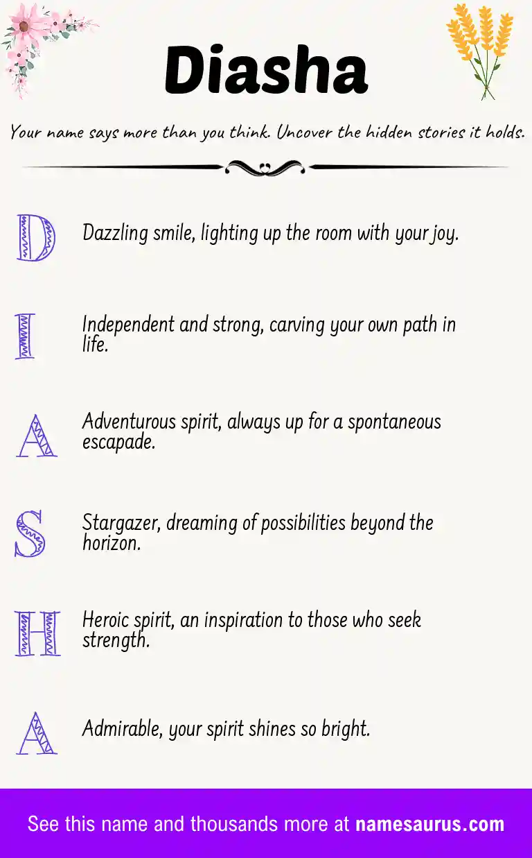 Acrostic poem about Diasha.