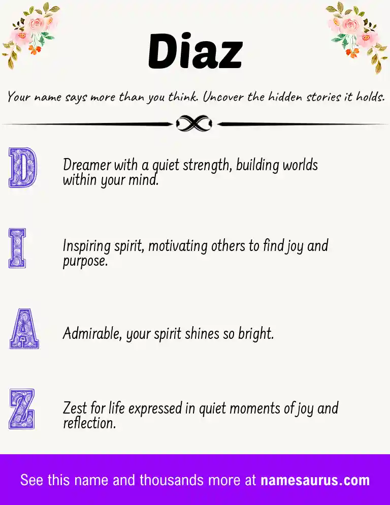 Acrostic poem about Diaz.