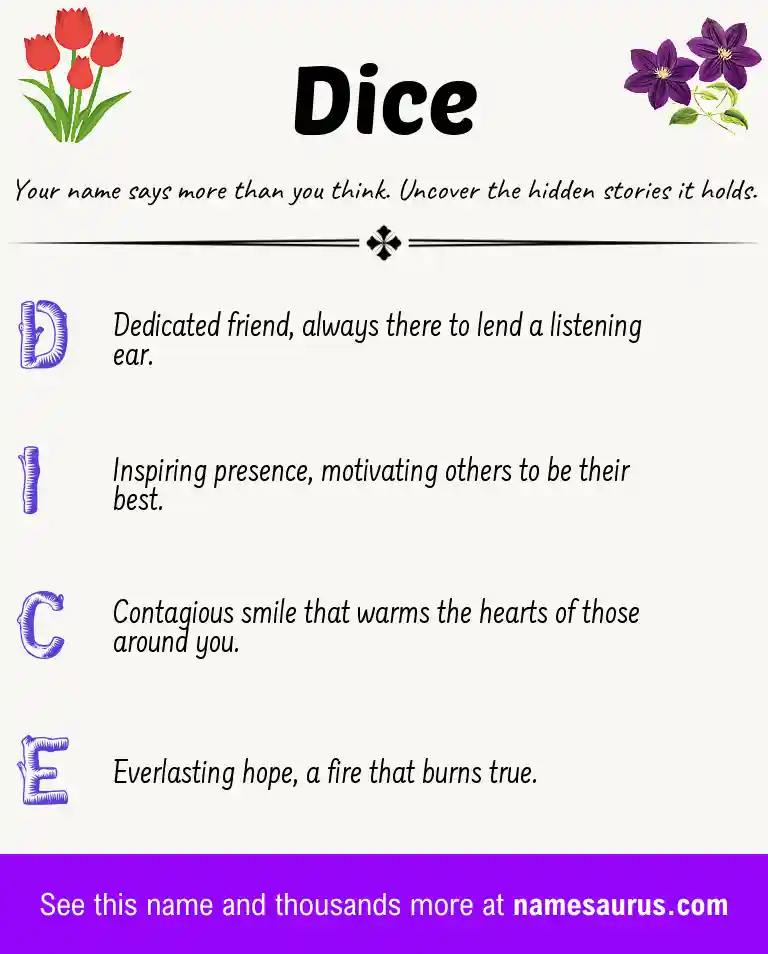Acrostic poem about Dice.