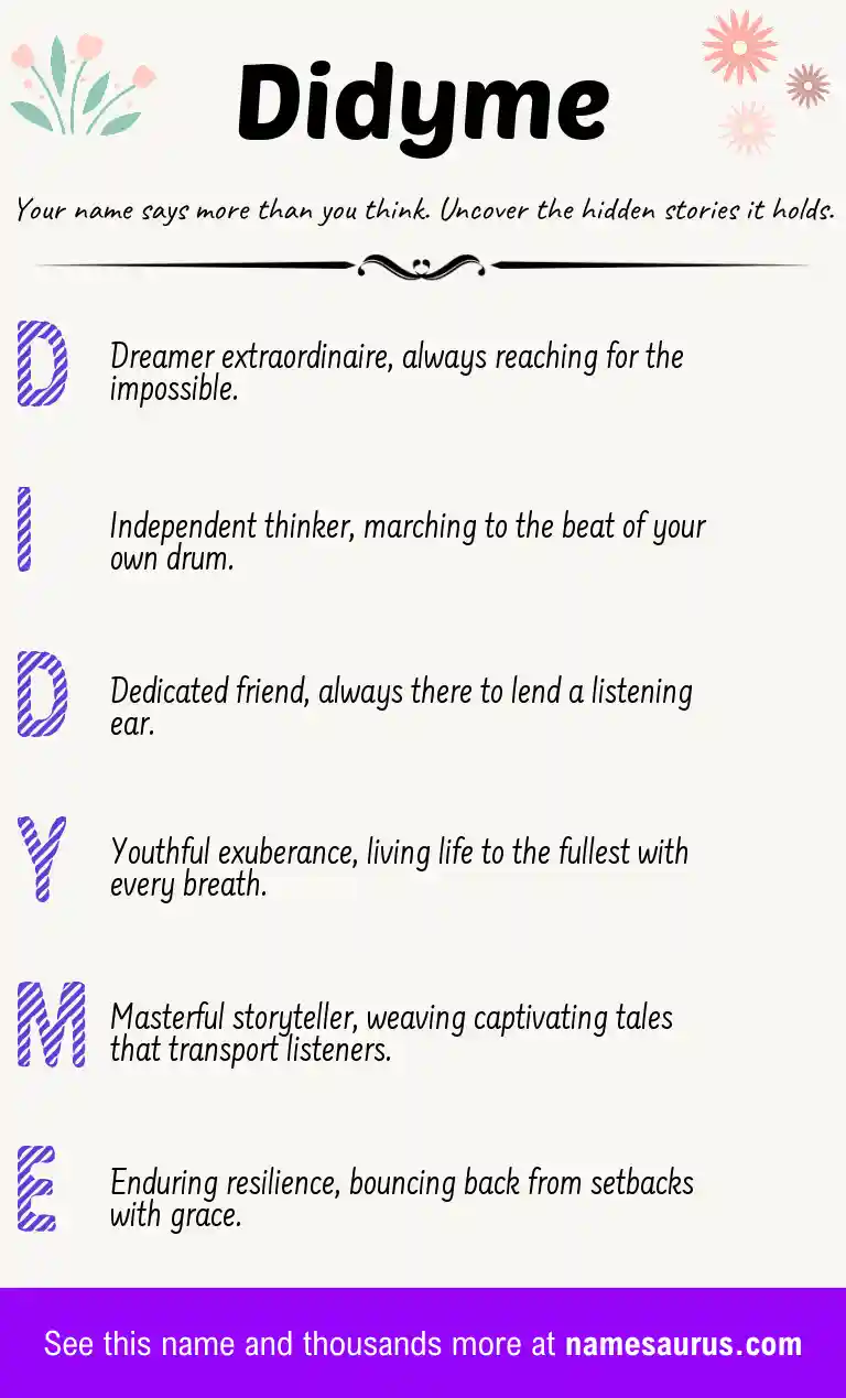 Acrostic poem about Didyme.