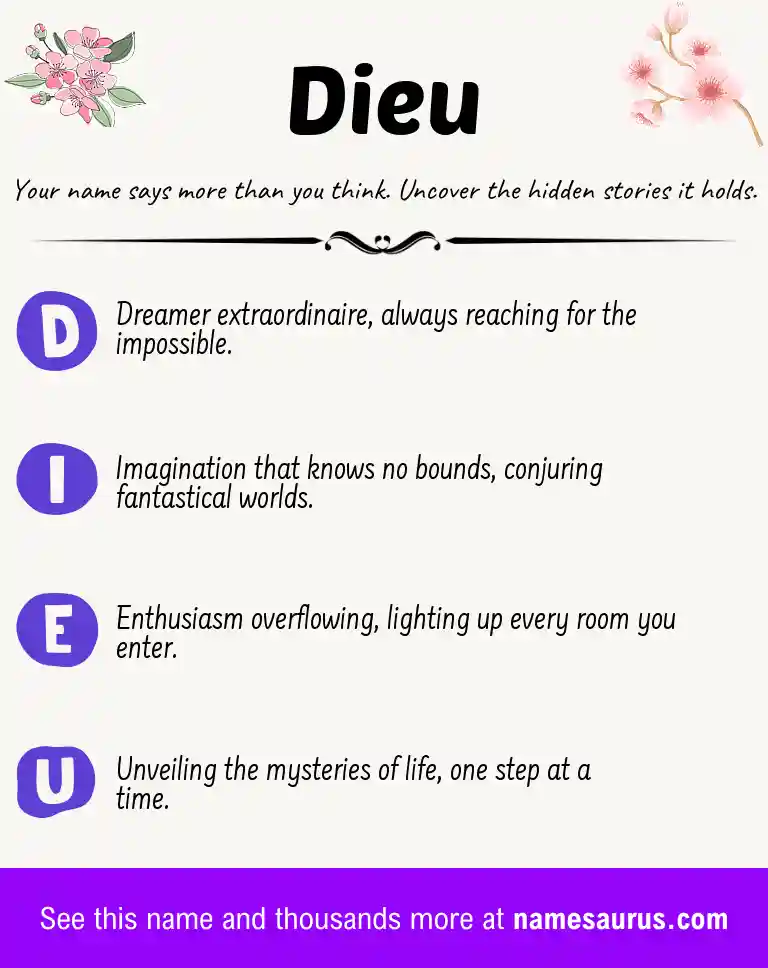 Acrostic poem about Dieu.