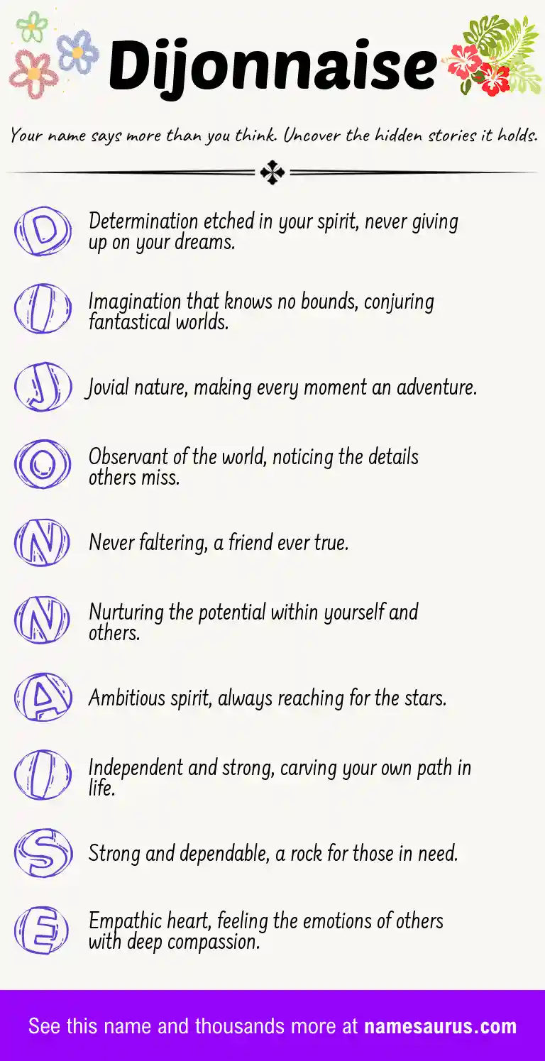 Acrostic poem about Dijonnaise.
