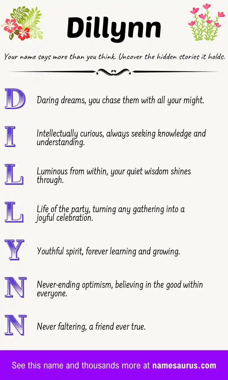 Acrostic poem about Dillynn.