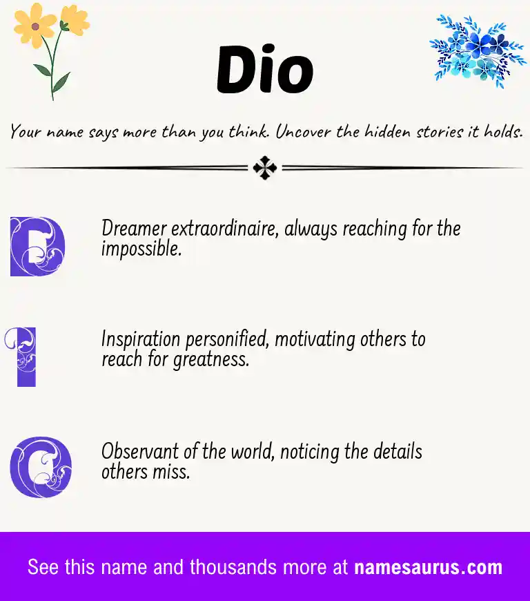 Acrostic poem about Dio.