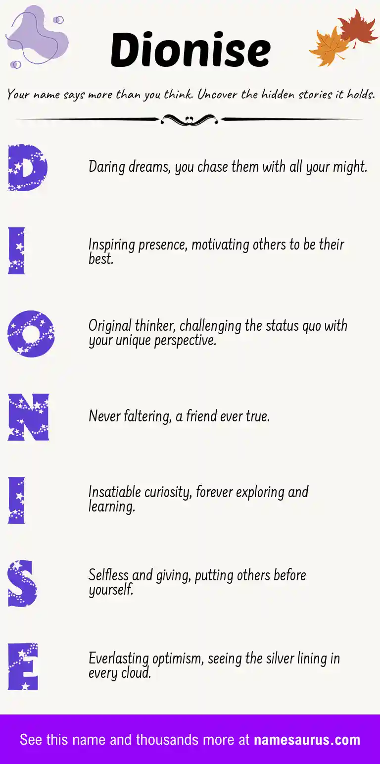 Acrostic poem about Dionise.