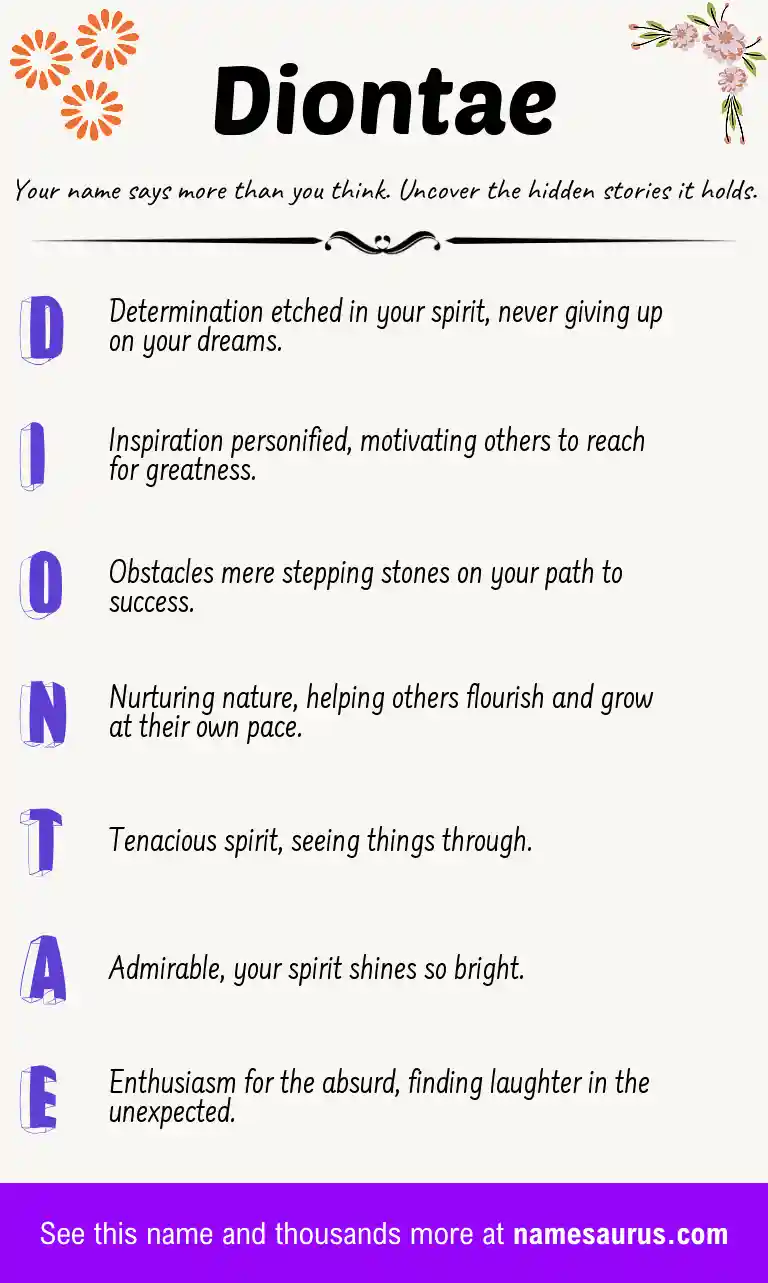 Acrostic poem about Diontae.