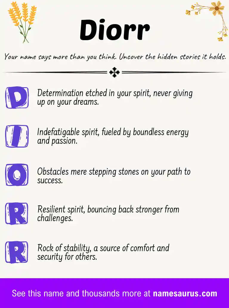 Acrostic poem about Diorr.