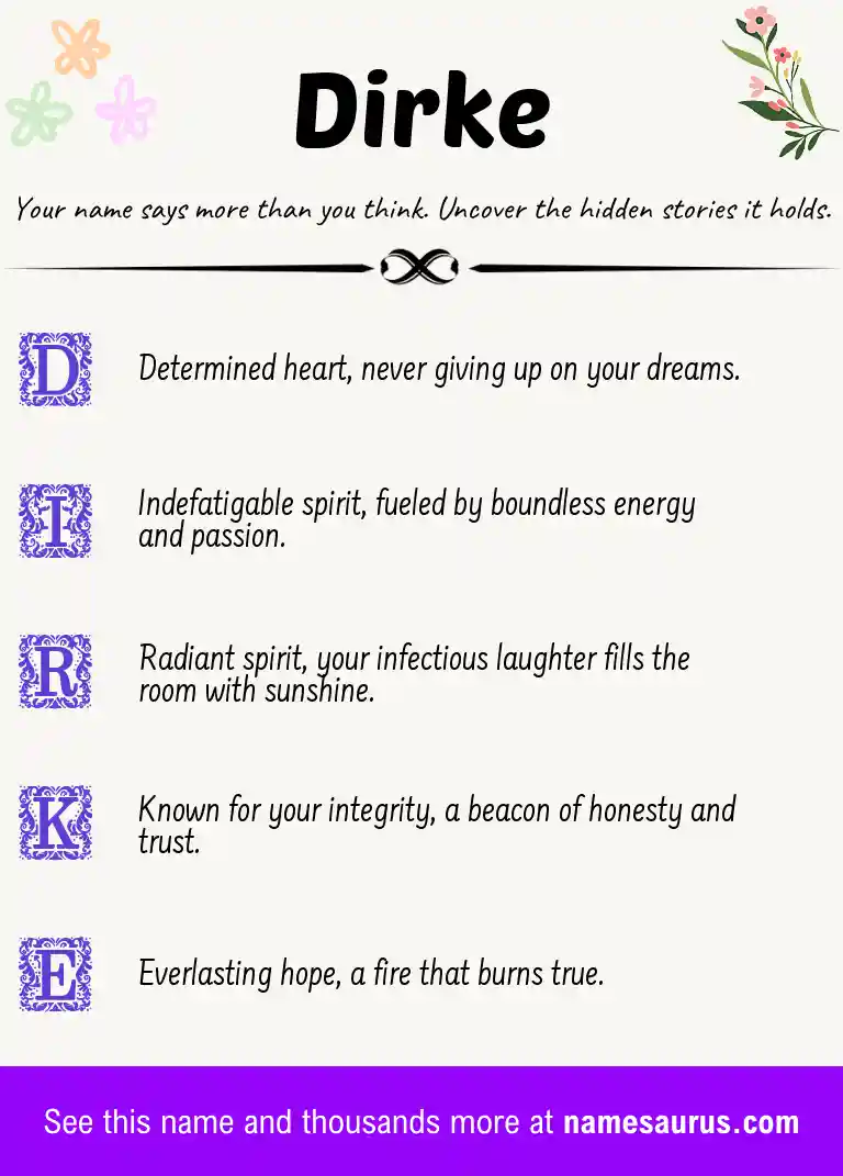 Acrostic poem about Dirke.