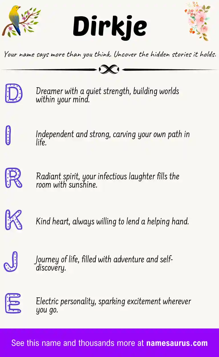 Acrostic poem about Dirkje.