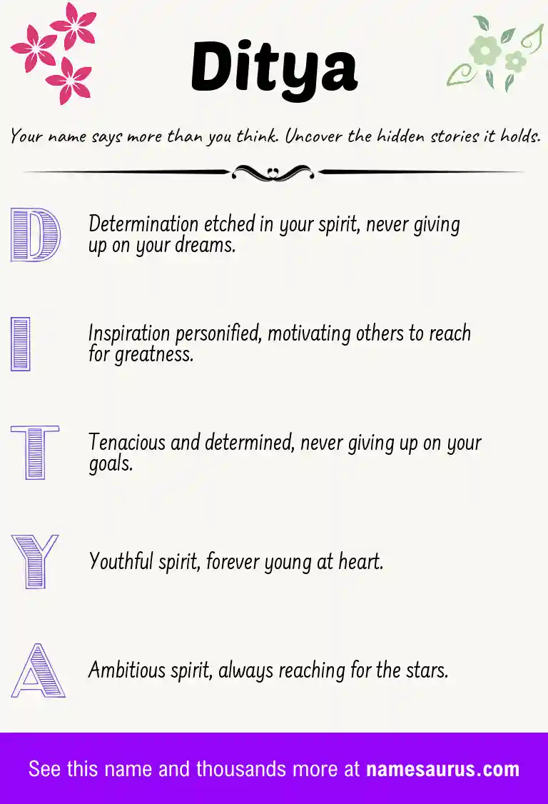 Acrostic poem about Ditya.