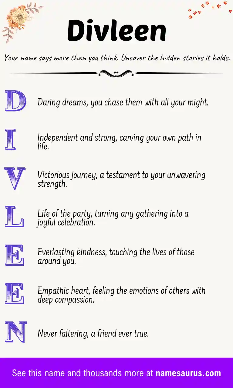 Acrostic poem about Divleen.