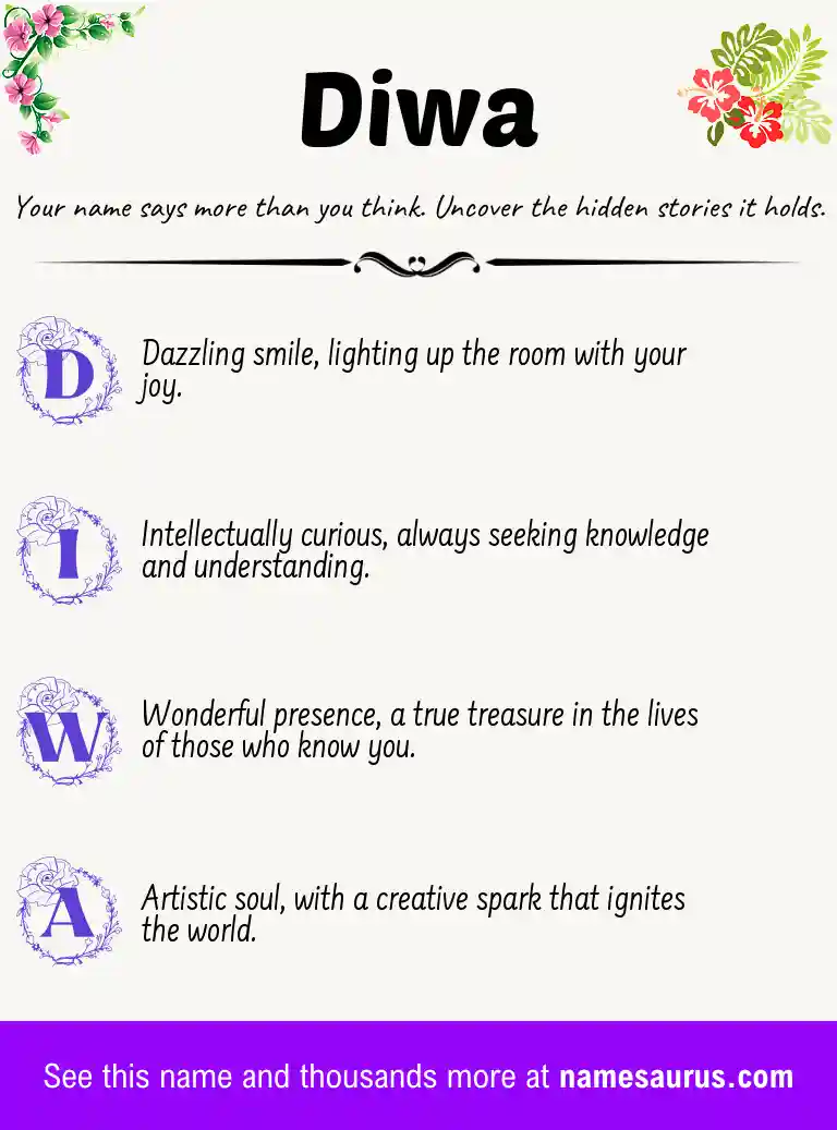 Acrostic poem about Diwa.