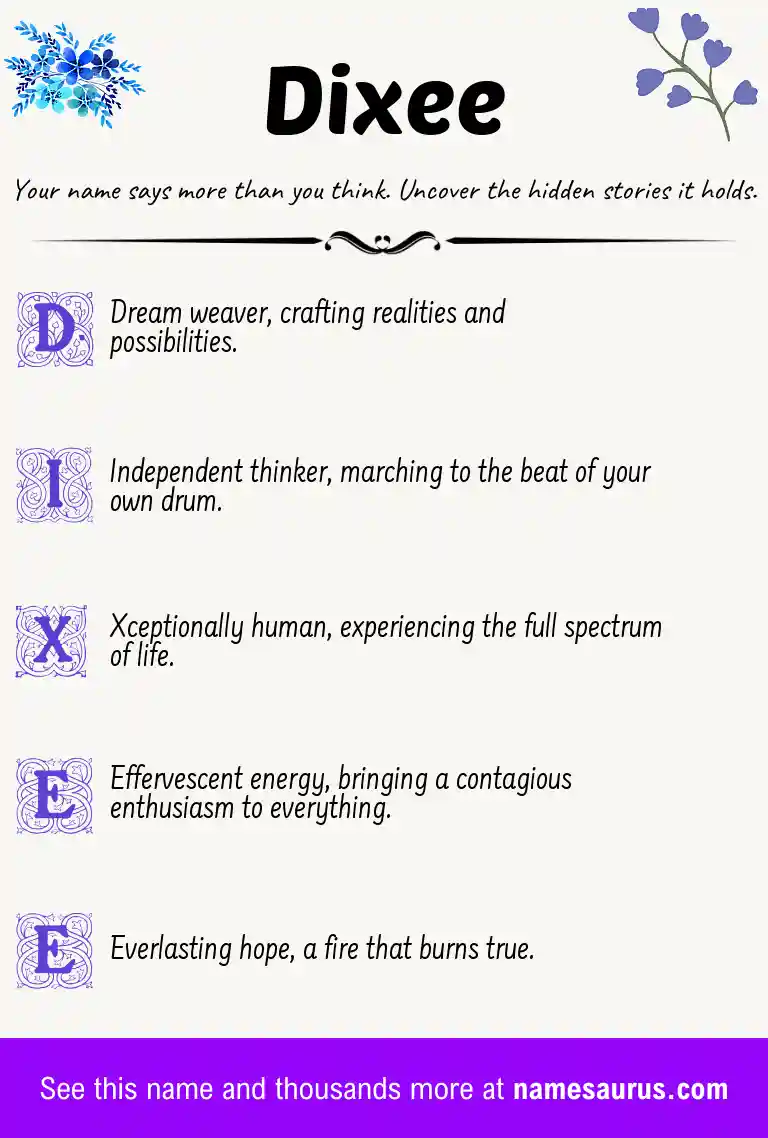 Acrostic poem about Dixee.