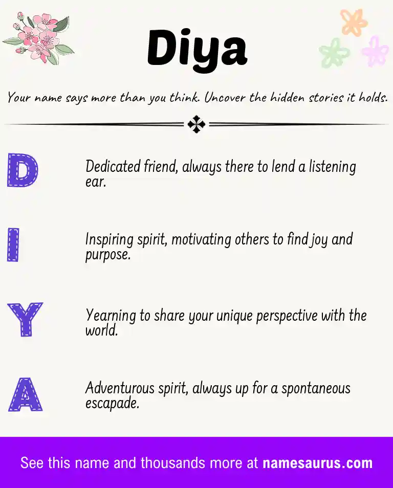 Acrostic poem about Diya.