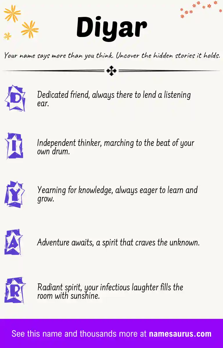 Acrostic poem about Diyar.