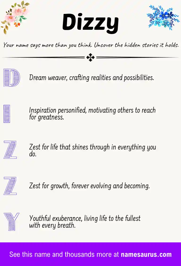 Acrostic poem about Dizzy.
