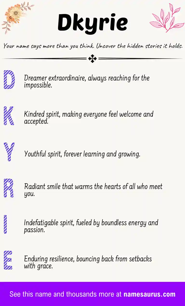 Acrostic poem about Dkyrie.