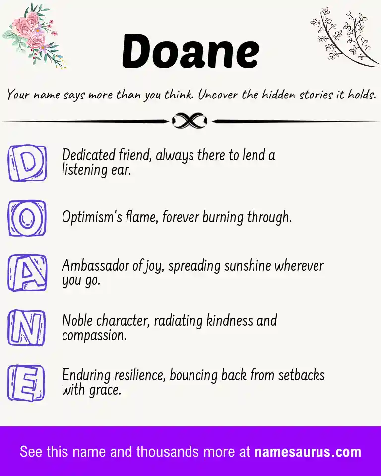 Acrostic poem about Doane.