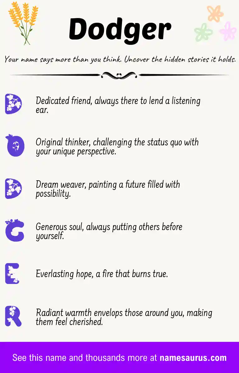 Acrostic poem about Dodger.
