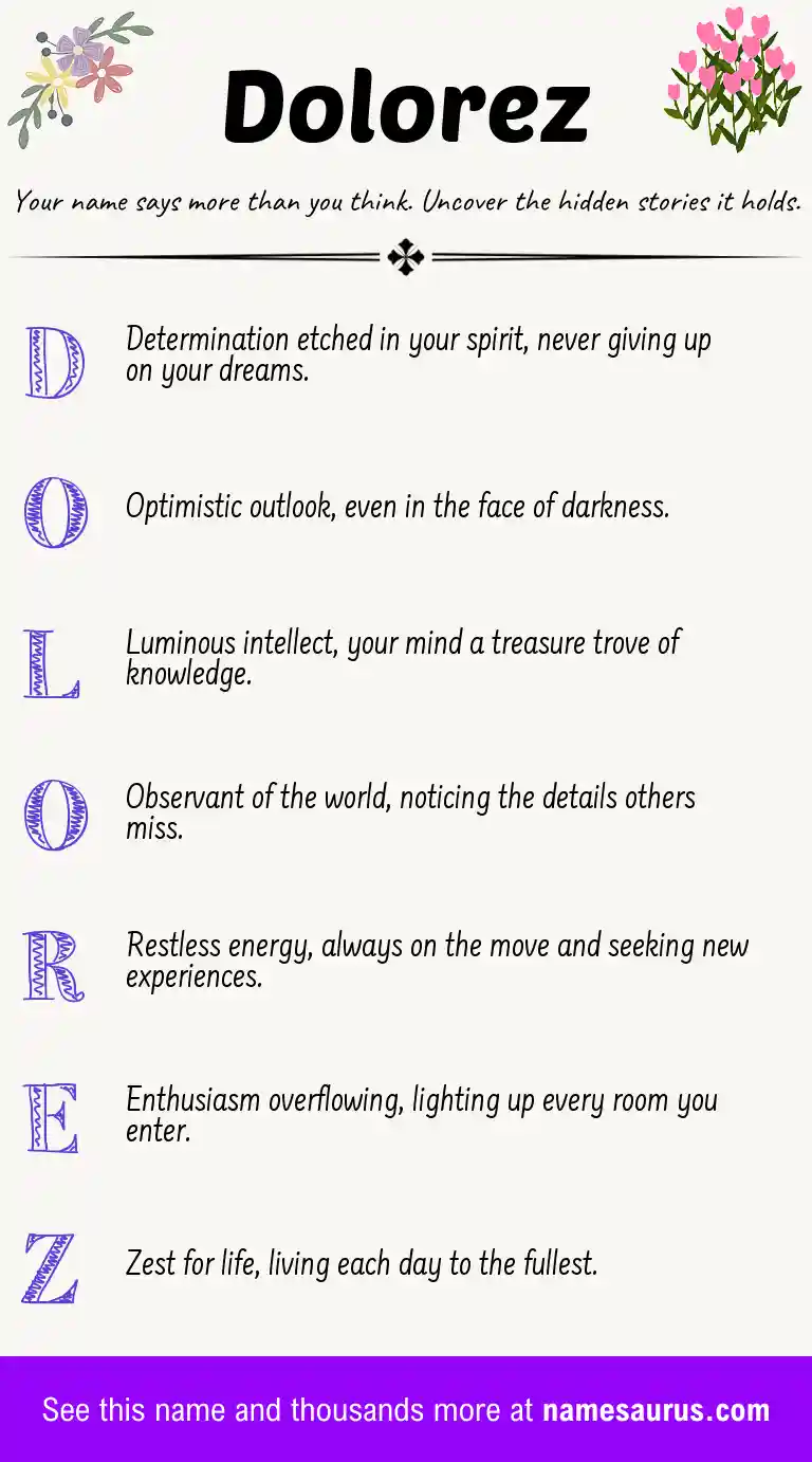 Acrostic poem about Dolorez.