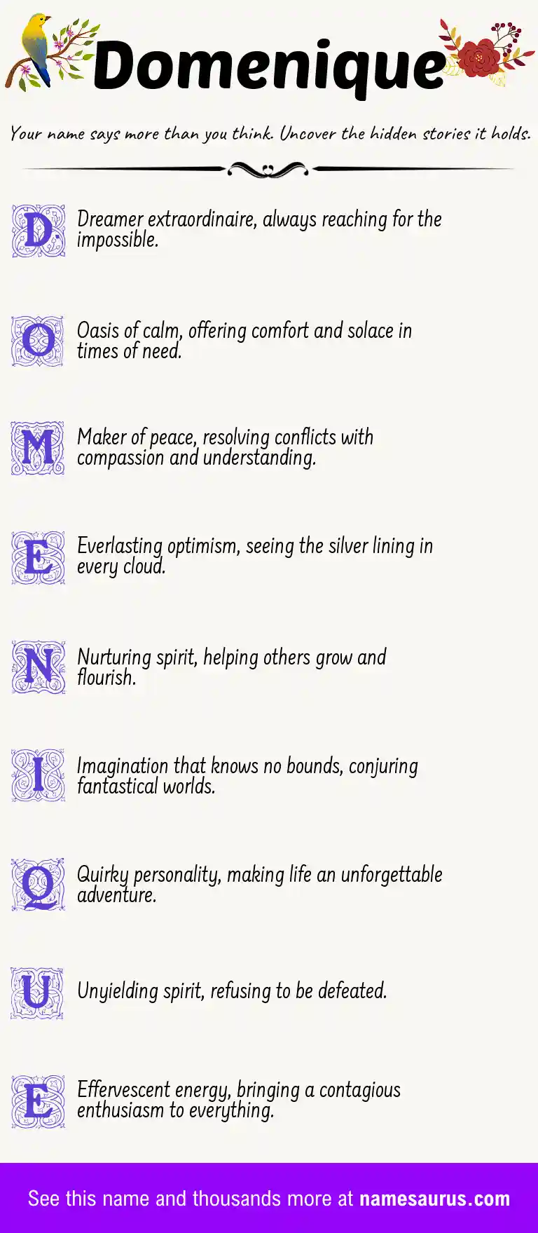 Acrostic poem about Domenique.