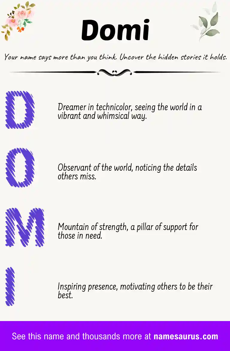 Acrostic poem about Domi.