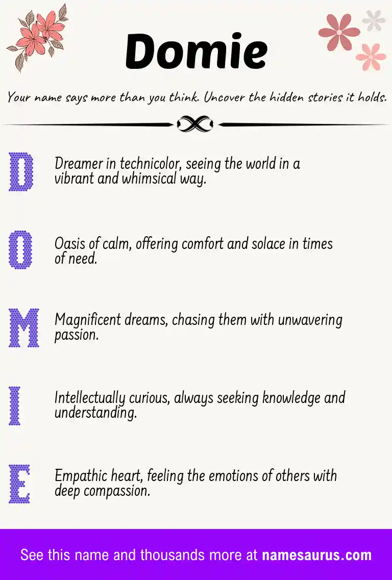 Acrostic poem about Domie.