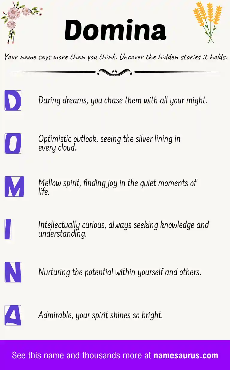Acrostic poem about Domina.