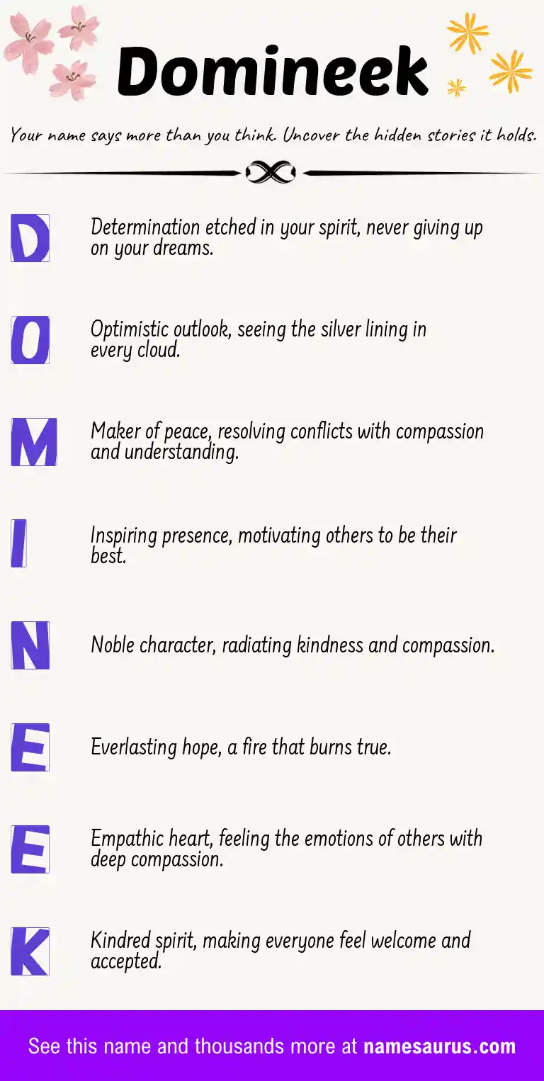 Acrostic poem about Domineek.