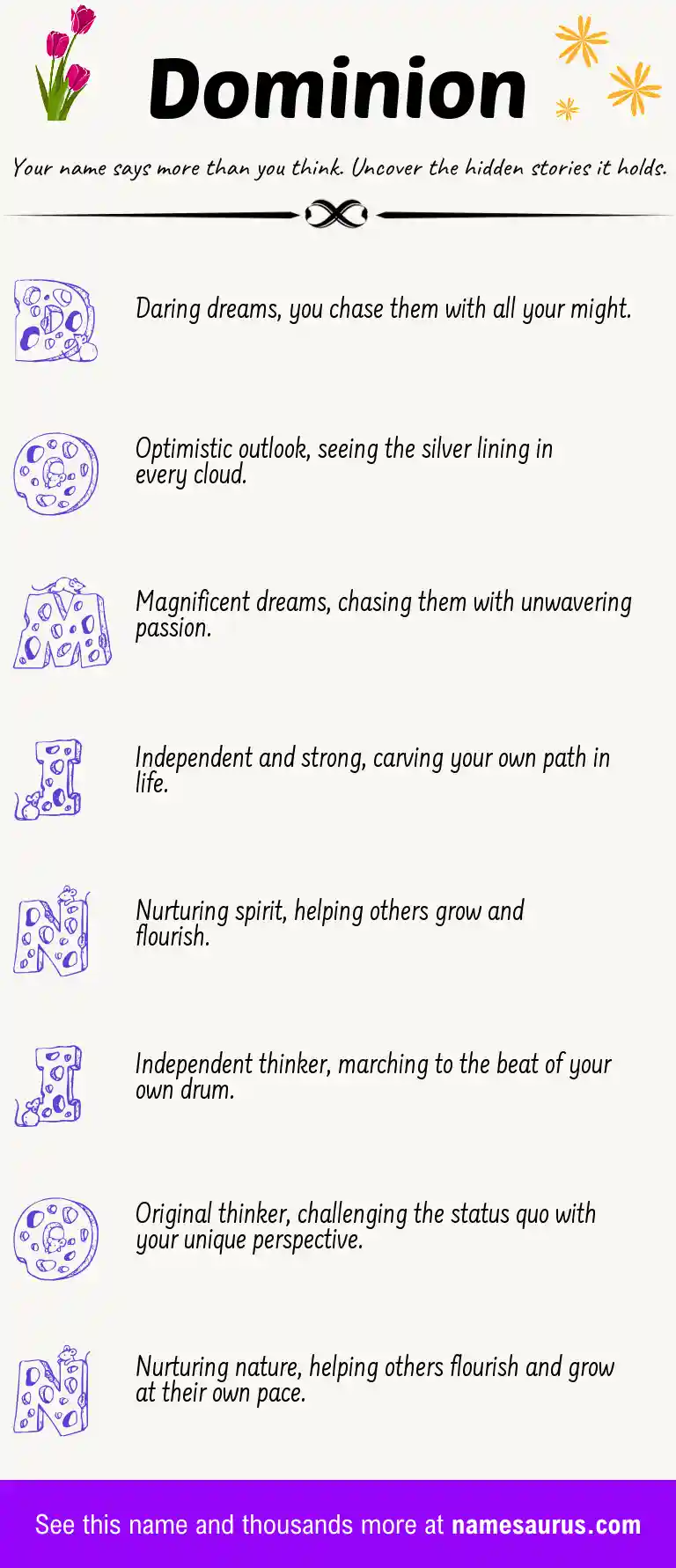 Acrostic poem about Dominion.