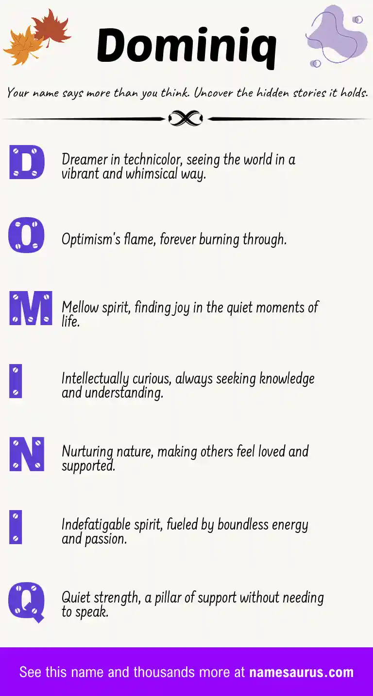 Acrostic poem about Dominiq.