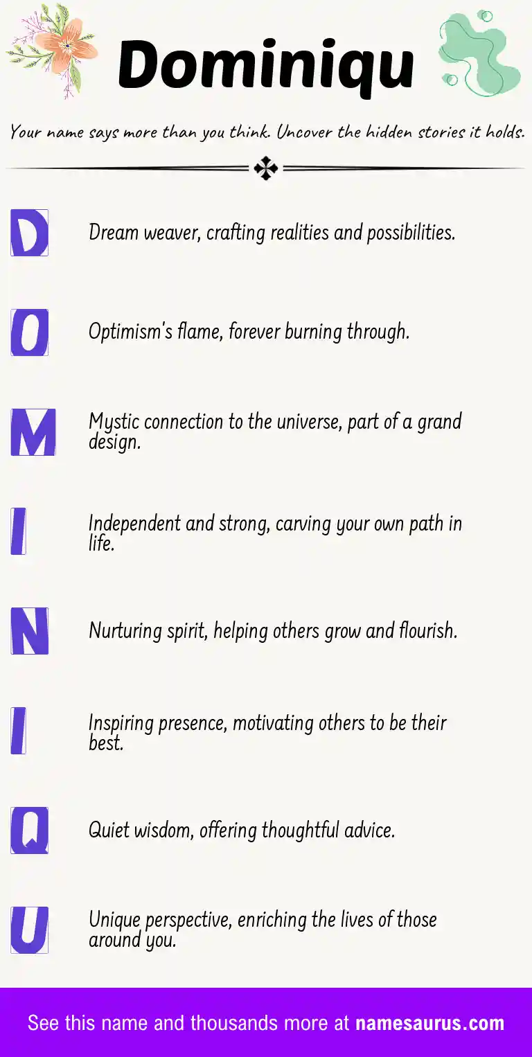 Acrostic poem about Dominiqu.