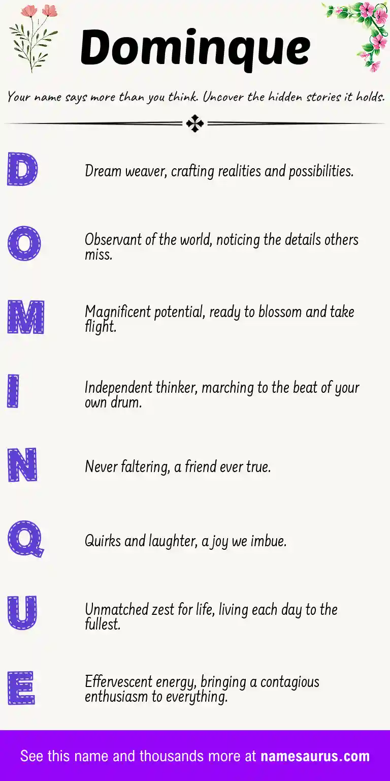 Acrostic poem about Dominque.