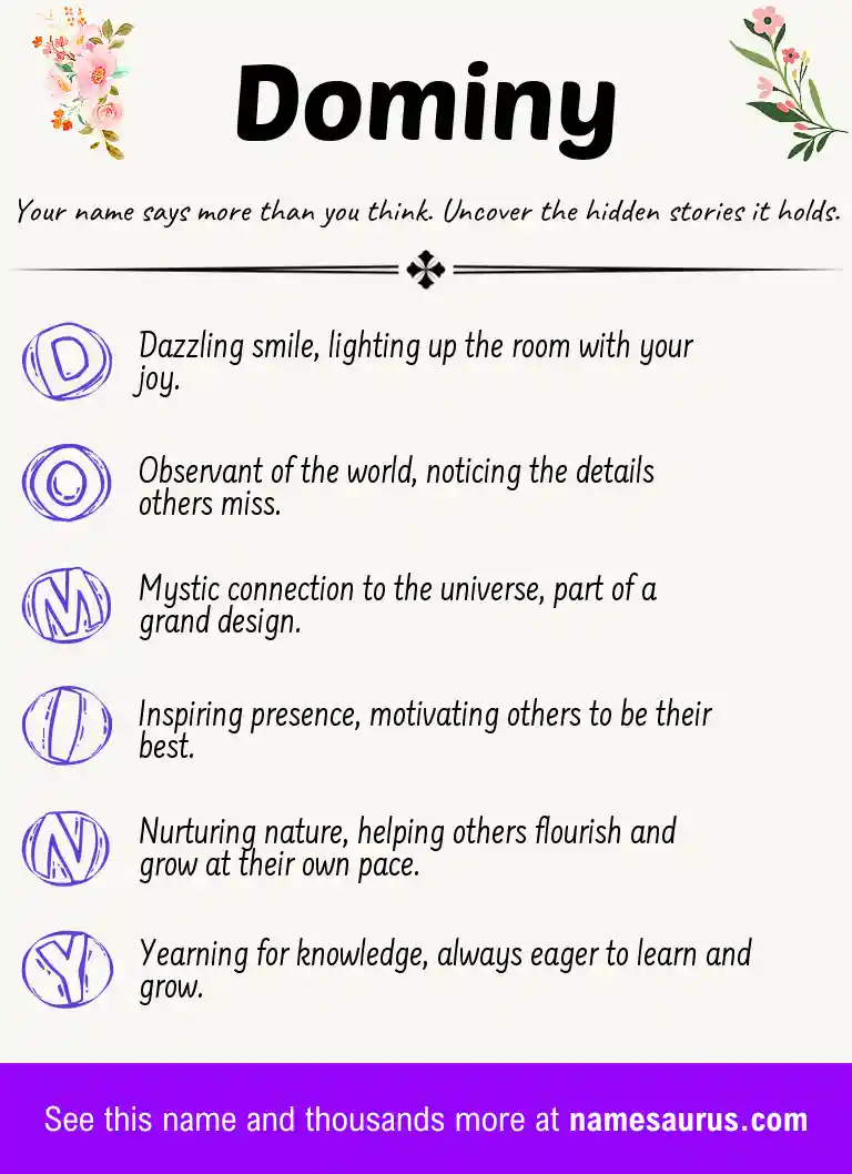 Acrostic poem about Dominy.