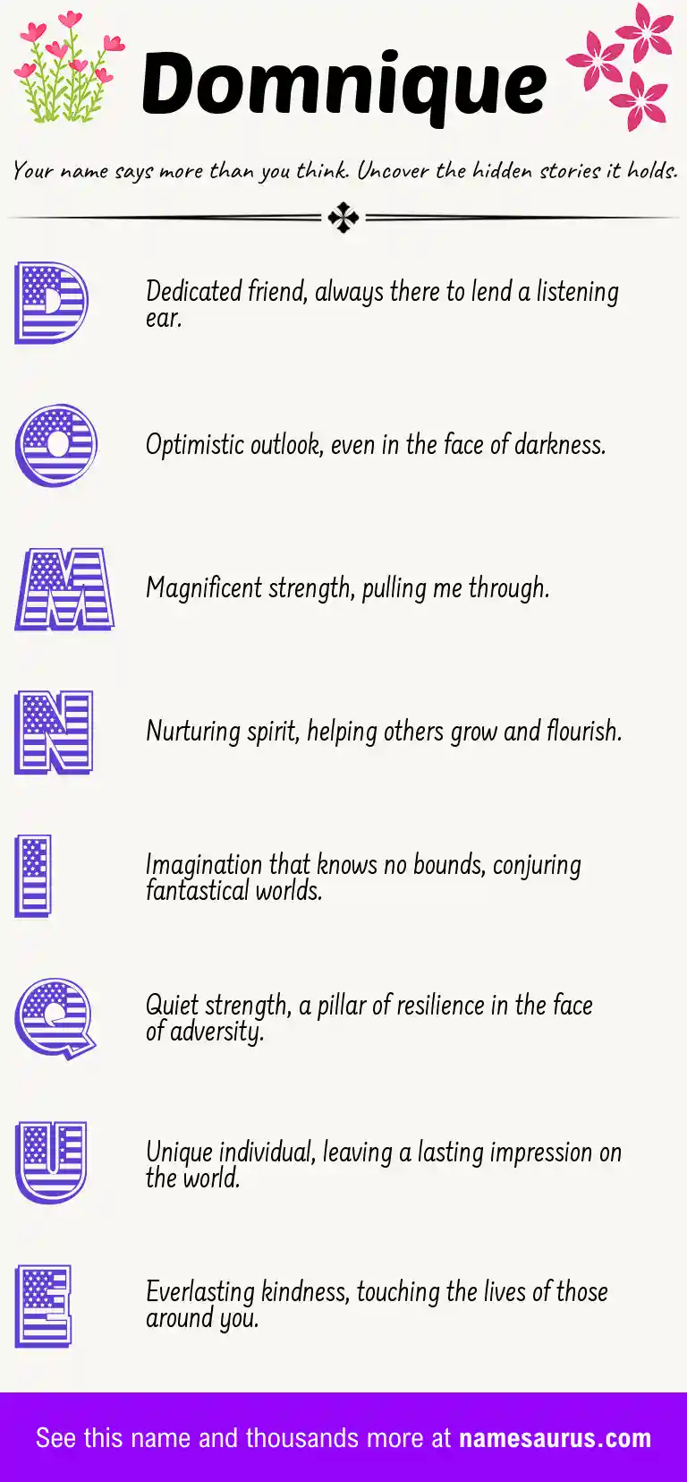 Acrostic poem about Domnique.
