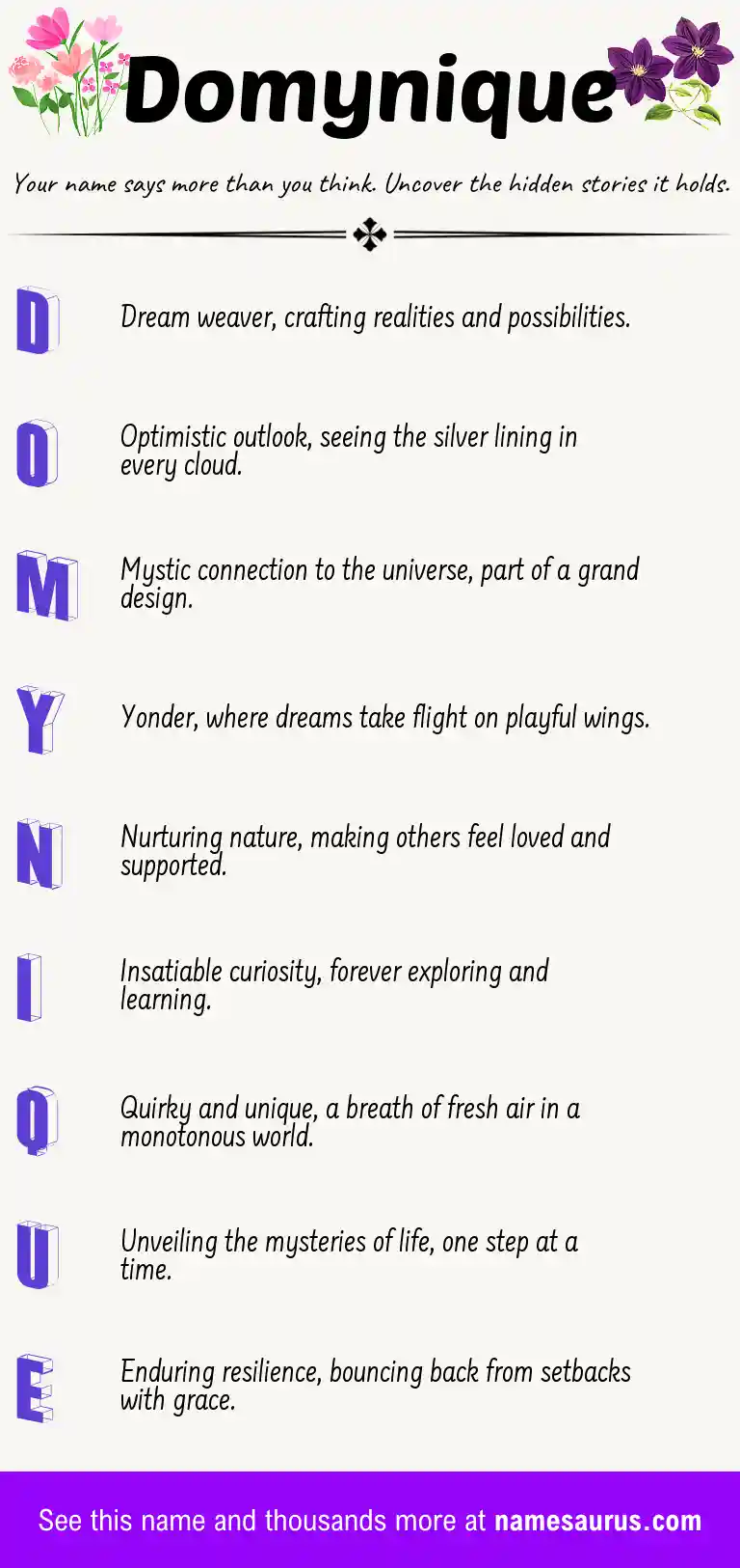 Acrostic poem about Domynique.