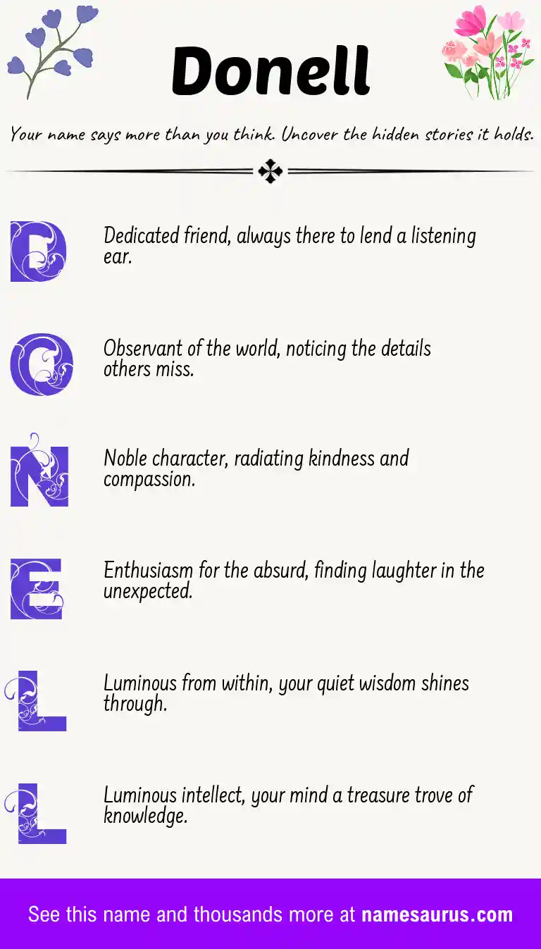 Acrostic poem about Donell.